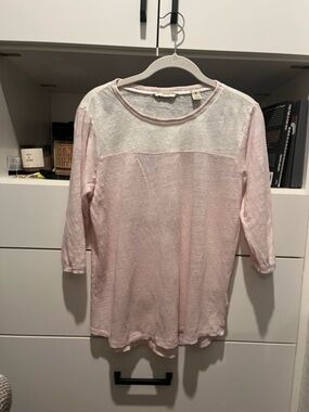 Light Pink & White Long Sleeve Top